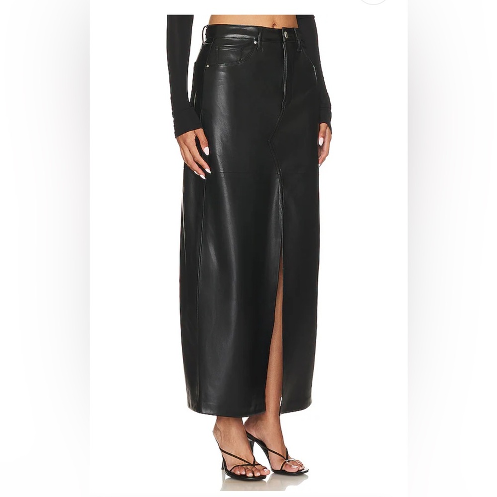 Black Leather Midi Skirt by BLANKNYC